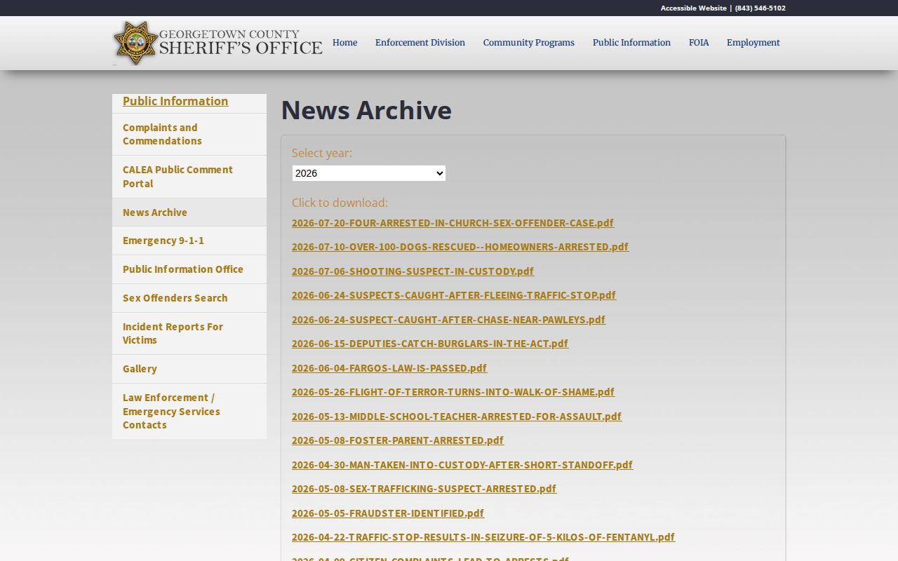 Georgetown County crime news record archive