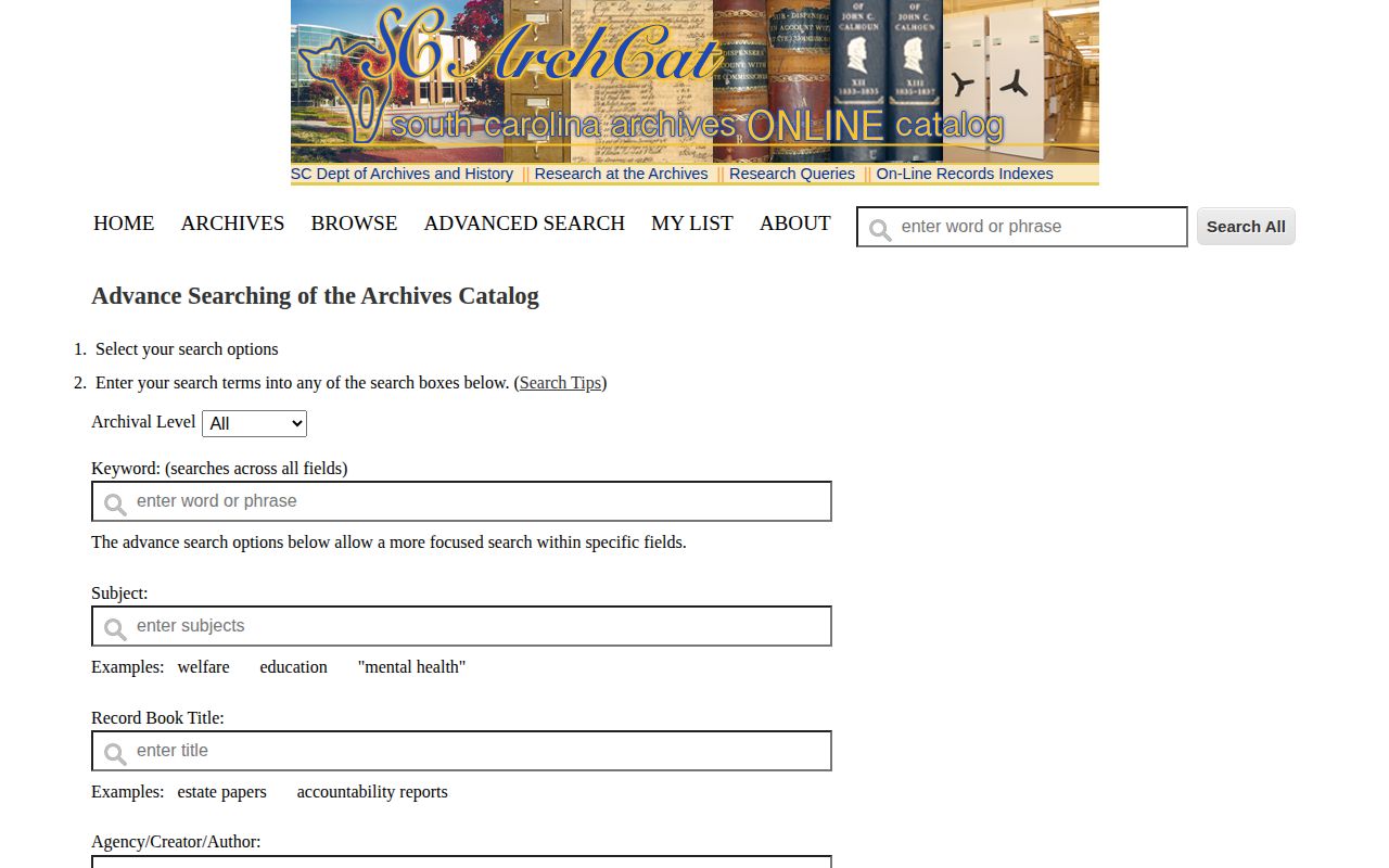 Georgetown County booking record archives catalog search